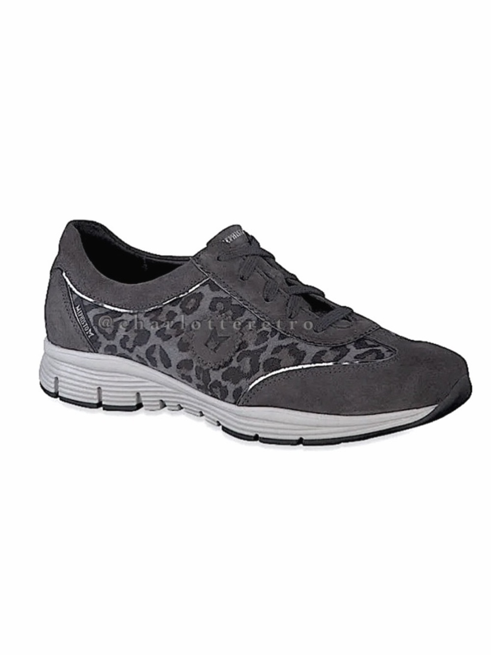 $249 Mephisto YAEL Gray Leather Leopard Sneakers